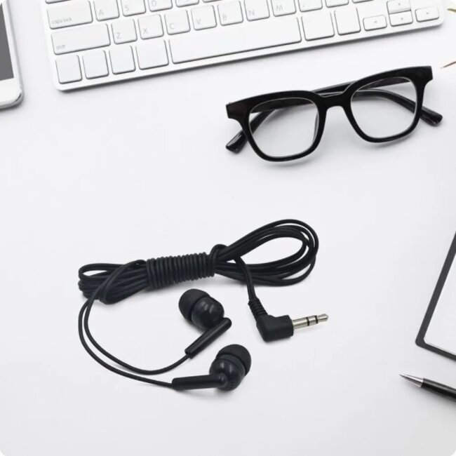Stereo In-Ear-Kopfhörer für Touren, Museen, Schulen etc. / Schwarz - 1,2 m