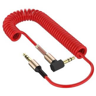 Dolphix 3,5mm Stereo-Klinken-Spiralkabel - Winkelrecht/gerade, Rot - 1,5m