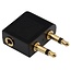 3,5mm Stereo Klinken Flugzeugadapter - Winkelstecker - Vergoldet / Schwarz