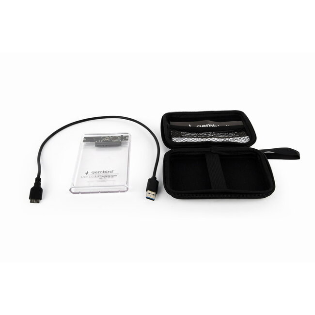 USB 3.0 externe 2,5" SATA HDD-Gehäuse 9,5 mm, transparent
