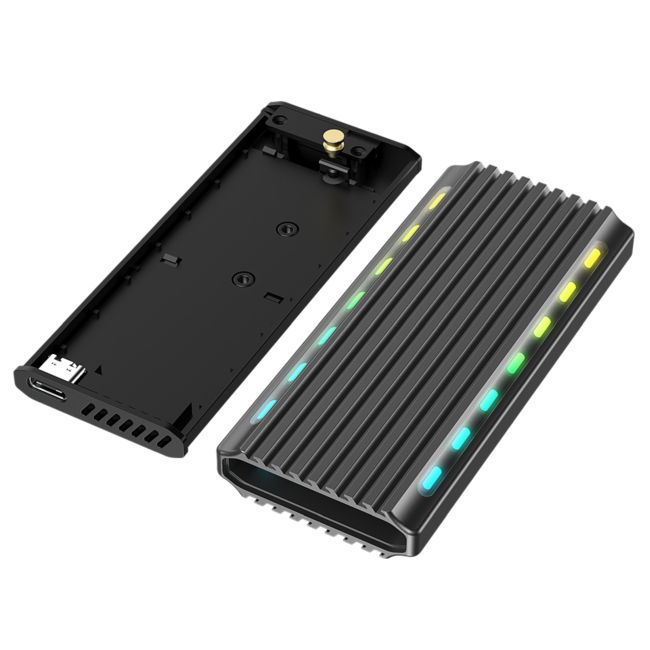Externe M.2 SSD-Gehäuse USB 3.1 Aluminium mit Beleuchtung