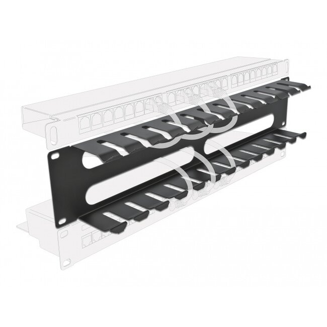 Delock 19″ Kabelmanagement-Panel mit 4 Öffnungen 2U schwarz