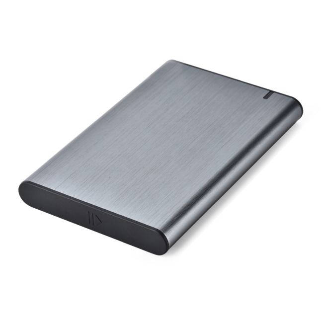 USB 3.1 2,5" SATA HDD/SSD Gehäuse mit USB-C, gebürstetes Aluminium, Grau