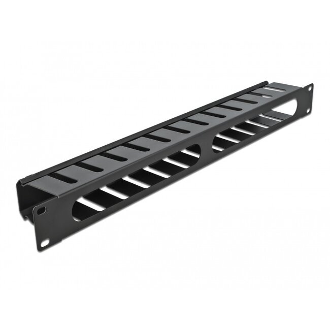 Delock 19″ Kabelmanagement-Panel 1U schwarz mit 2 Öffnungen