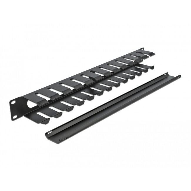 Delock 19″ Kabelmanagement-Panel 1U schwarz mit 2 Öffnungen