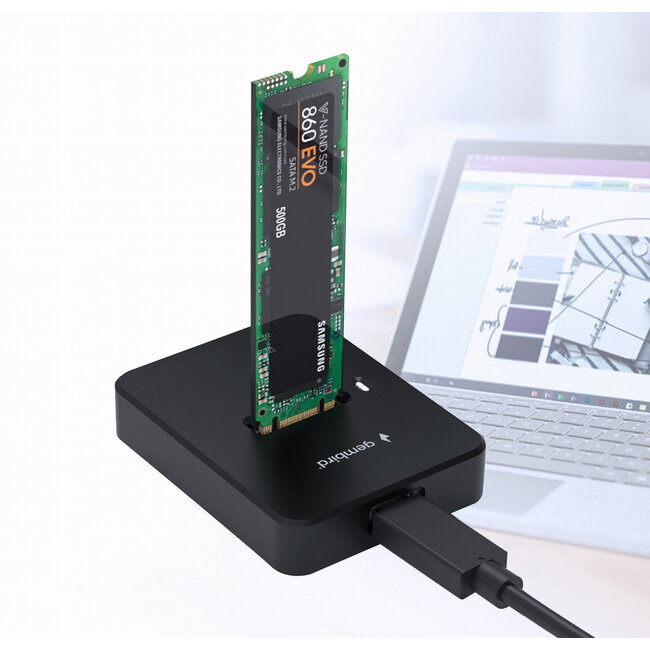 Desktop USB Type-C M.2 SATA & NVMe SSD Dockingstation, Schwarz