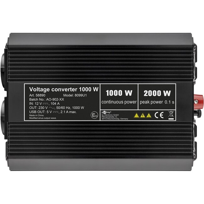 Goobay Spannungswandler DC/AC (12 V - 230 V/1000 W)