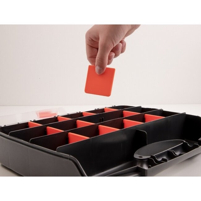 Delock Sortierbox mit 17 Fächern 320 x 255 x 60 mm Orange/Schwarz