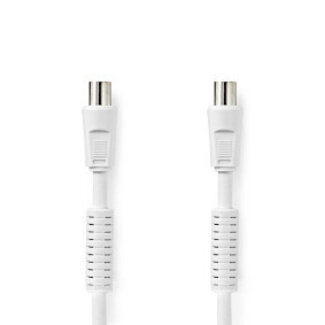 Nedis Koaxialkabel | IEC Stecker | IEC Buchse | Vernickelt | 120 dB | 75 Ohm | Vierfach geschirmt | 5,00 m | Rund | PVC | Weiß | Beschriftet