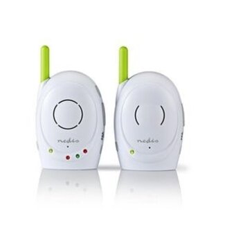 Nedis Audio-Babyphone FHSS mit Gegensprechfunktion, 300 m Reichweite, Akku/Netz, Grün/Weiß