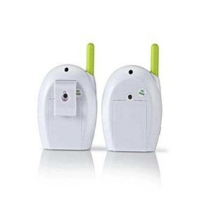 Audio-Babyphone FHSS mit Gegensprechfunktion, 300 m Reichweite, Akku/Netz, Grün/Weiß