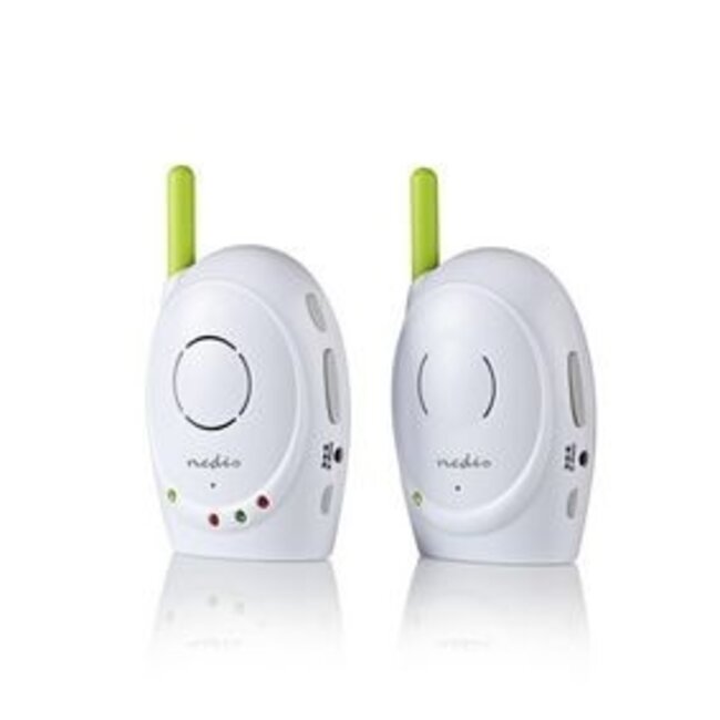 Audio-Babyphone FHSS mit Gegensprechfunktion, 300 m Reichweite, Akku/Netz, Grün/Weiß