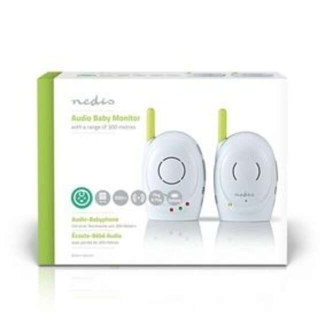 Audio-Babyphone FHSS mit Gegensprechfunktion, 300 m Reichweite, Akku/Netz, Grün/Weiß