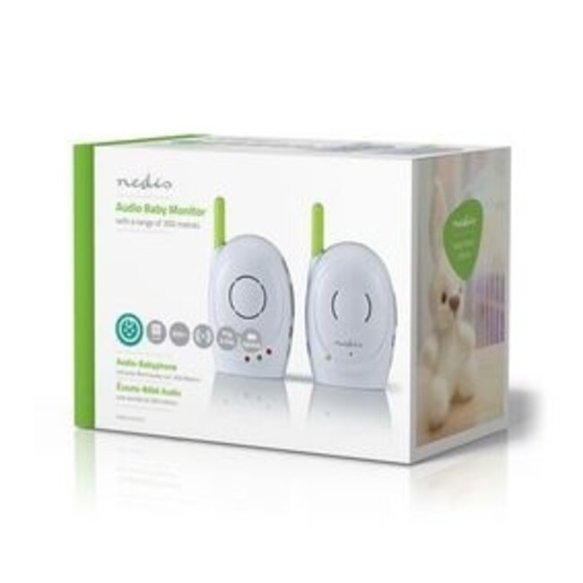 Audio-Babyphone FHSS mit Gegensprechfunktion, 300 m Reichweite, Akku/Netz, Grün/Weiß