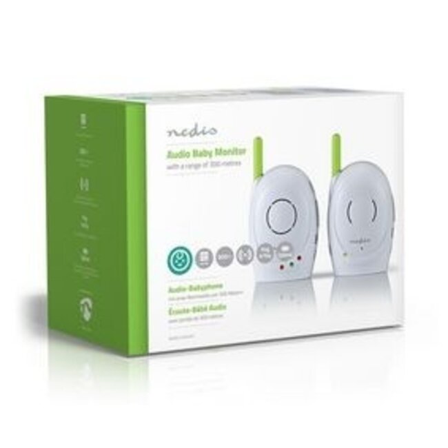 Audio-Babyphone FHSS mit Gegensprechfunktion, 300 m Reichweite, Akku/Netz, Grün/Weiß
