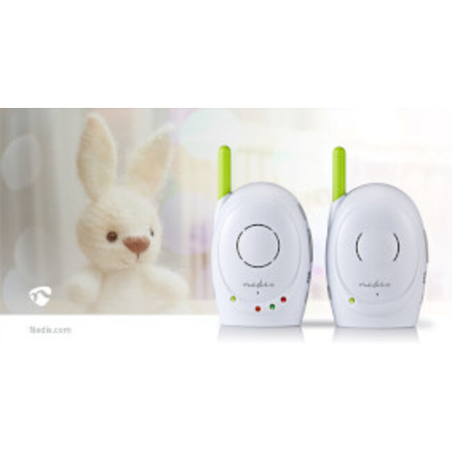 Audio-Babyphone FHSS mit Gegensprechfunktion, 300 m Reichweite, Akku/Netz, Grün/Weiß