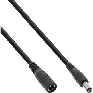 InLine DC-Verlängerungskabel | 5,5 x 2,1 mm | max. 24W | Schwarz | 1 Meter