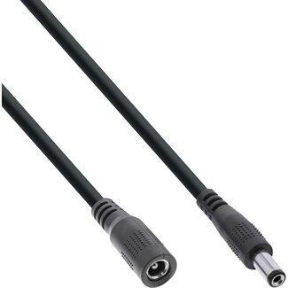 InLine DC-Verlängerungskabel 5,5x2,5mm 0,5m Schwarz 140W AWG18