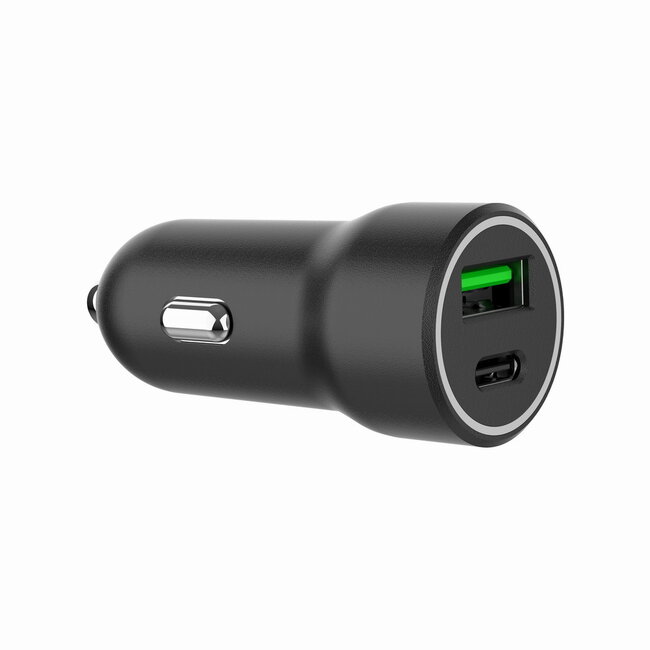 2-Port USB Auto-Schnellladegerät, Typ-C PD, 20 W, Schwarz