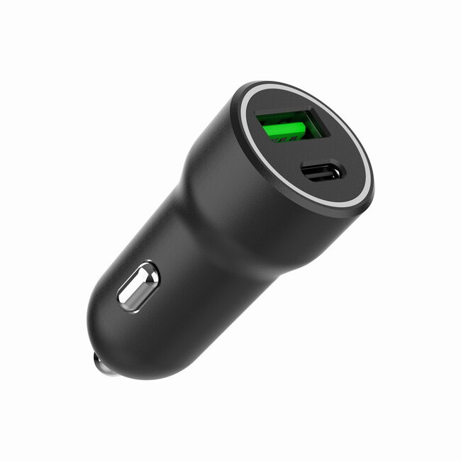 2-Port USB Auto-Schnellladegerät, Typ-C PD, 20 W, Schwarz