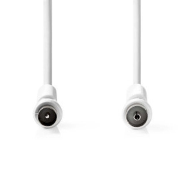 Koaxialkabel | IEC Stecker | IEC Buchse | Vernickelt | 120 dB | 75 Ohm | Vierfach geschirmt | 10,0 m | Rund | PVC | Weiß | Beschriftet