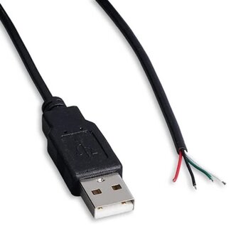 Dolphix USB-A Stecker - offene Leitung | USB 2.0 | Schwarz | 2 Meter