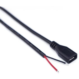 Dolphix Micro-USB (v) - offene Stromkabel | Schwarz | 0,30 m
