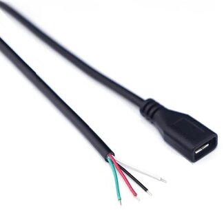Dolphix Micro USB (v) - offene Kabelenden | USB 2.0 | schwarz | 0,30 m