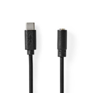 Nedis USB-C™ Adapter | USB 2.0 | USB-C™ Stecker | 3,5 mm Buchse | 1,00 m | Rund | Vernickelt | PVC | Schwarz | Etikett