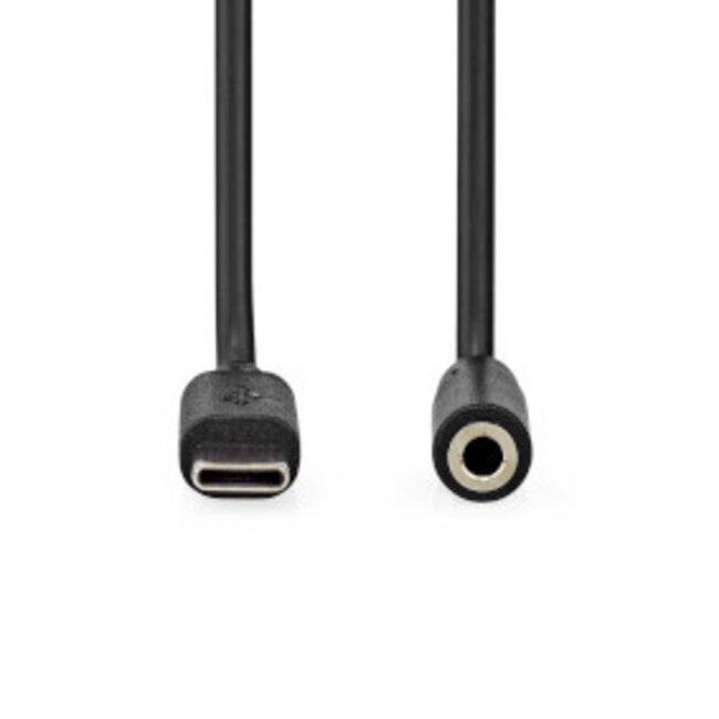 USB-C™ Adapter | USB 2.0 | USB-C™ Stecker | 3,5 mm Buchse | 1,00 m | Rund | Vernickelt | PVC | Schwarz | Etikett