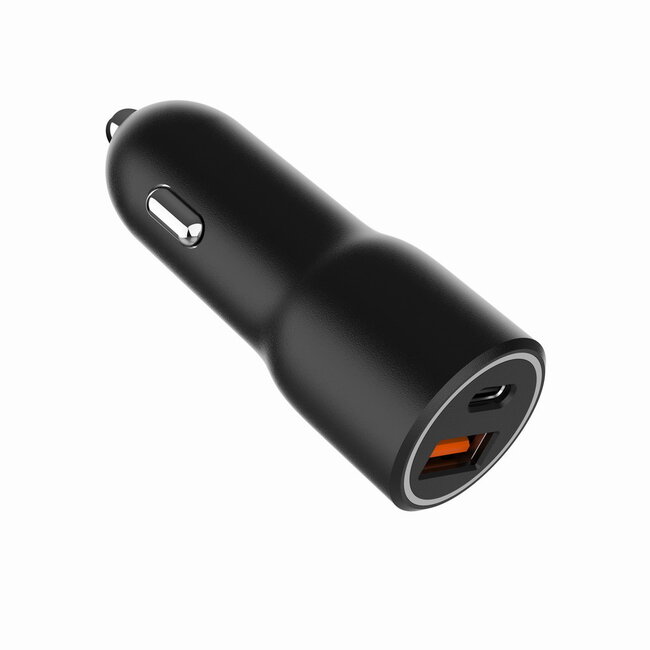 2-Port USB Auto Schnellladegerät, Type-C PD, 38W, Schwarz