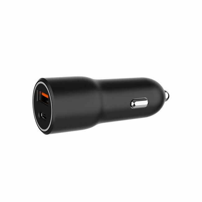 2-Port USB Auto Schnellladegerät, Type-C PD, 38W, Schwarz