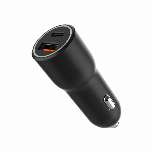 2-Port USB Auto Schnellladegerät, Type-C PD, 38W, Schwarz