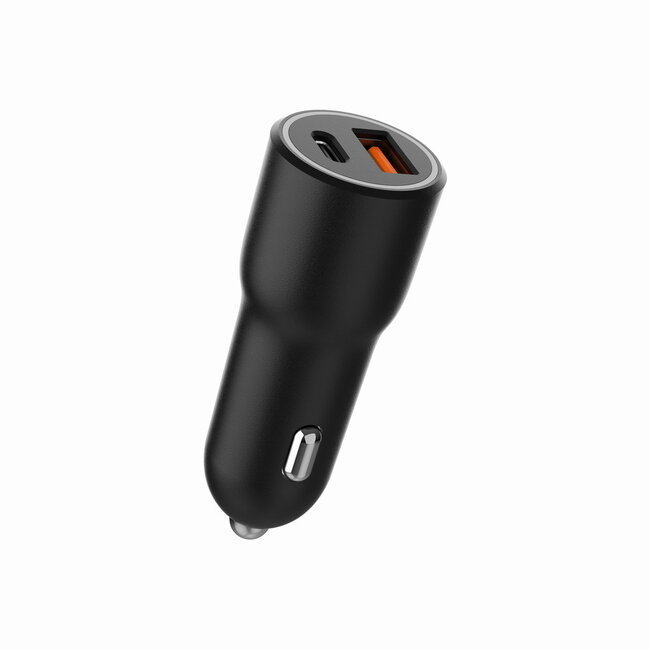 2-Port USB Auto Schnellladegerät, Type-C PD, 38W, Schwarz