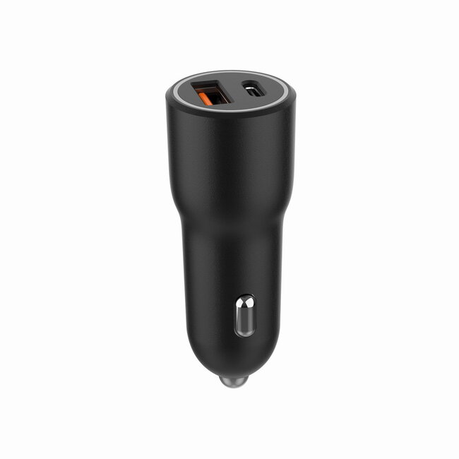 2-Port USB Auto Schnellladegerät, Type-C PD, 38W, Schwarz