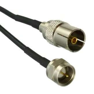 Dolphix F (m) - Koax IEC (w) Adapterkabel | RG174 | 50 Ohm | 0,20 m
