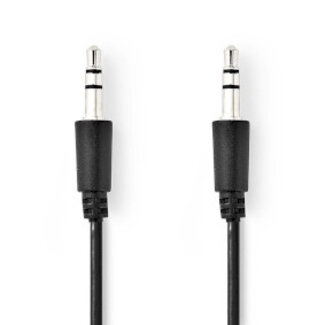 Nedis Stereo-Audiokabel 3,5 mm Stecker zu Stecker, verzinnt, 1 m, rund, schwarz, mit Etikett