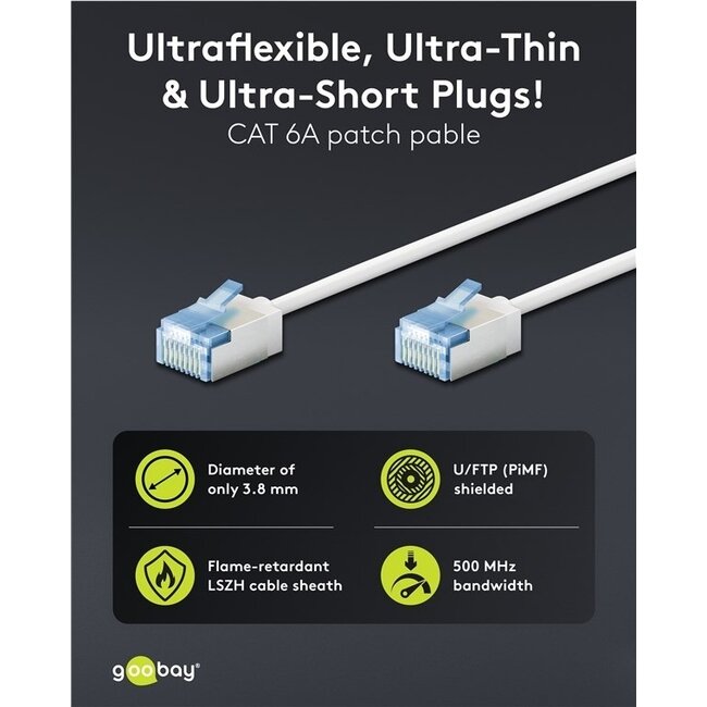 UFTP CAT6a Slimline Netzwerkkabel | LSZH | Weiß | 7,5 Meter