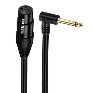 Dolphix XLR (w) - 6,35mm Mono Klinke (m) Winkel Adapterkabel | Vergoldet | 0,30 m