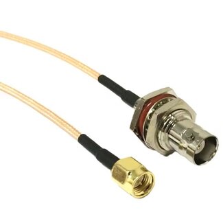Dolphix SMA Stecker - BNC Buchse Einbau Adapterkabel | RG316 | 50 Ohm | 1 Meter