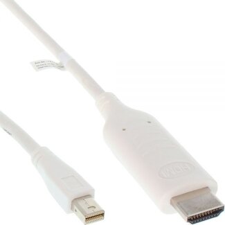 InLine Premium Mini DisplayPort 1.2 zu HDMI 1.4 Kabel (2560 x 1600) / Weiß - 5 Meter