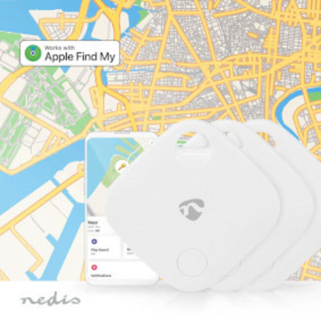 Keyfinder | Für Apple Find My App | Batteriebetrieben | 3x CR2032 inkl. Batterien | Bluetooth® 5.1 | Bis zu 1 Jahr Laufzeit | Weiß | 3 Stück