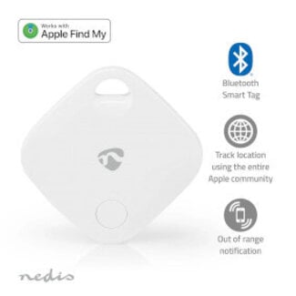 Nedis Keyfinder | Kompatibel mit Apple Find My | Batterie betrieben | 1x CR2032 inkl. Batterie | Bluetooth® 5.1 | Batterielaufzeit bis zu 1 Jahr | Weiß | 1 Stück