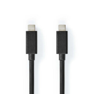 Nedis USB-Kabel USB 3.2 Gen 2x2 USB-C™ Stecker zu USB-C™ Stecker 100 W 4K@60Hz 20 Gbps Vernickelt 1,00 m Rund PVC Schwarz Verpackt