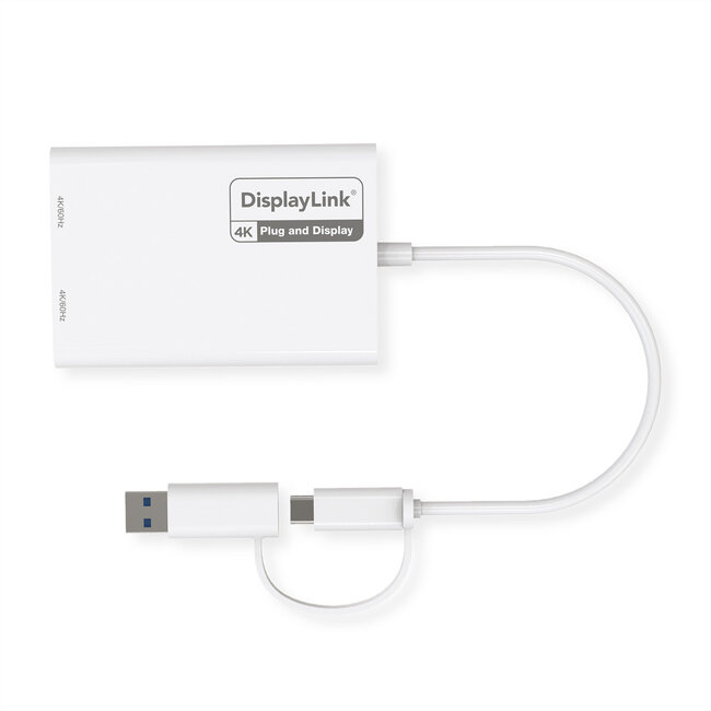 ROLINE Multi-DisplayLink Adapter USB Typ A+C – 2x DP, 4K