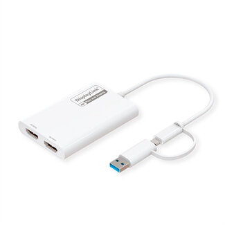 Roline ROLINE Multi-DisplayLink Adapter USB Typ A+C – 2x HDMI, Multi-Stream 4K