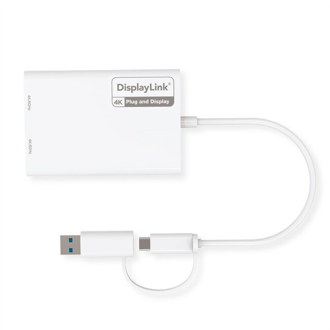 ROLINE Multi-DisplayLink Adapter USB Typ A+C – 2x HDMI, Multi-Stream 4K