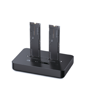Gembird Desktop Dual-Laufwerk USB Typ-C M.2 NVMe & SATA SSD Dockingstation, Schwarz