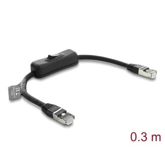 DeLOCK Delock RJ45 Kabel Stecker zu Stecker mit Schalter Cat.6 F/UTP 0,3 m - Netzwerkumschalter schwarz