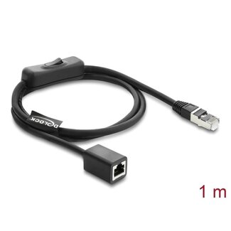 DeLOCK Delock RJ45 Kabel Stecker zu Buchse mit Schalter Cat.6 F/UTP 1 m - Netzwerkumschalter schwarz